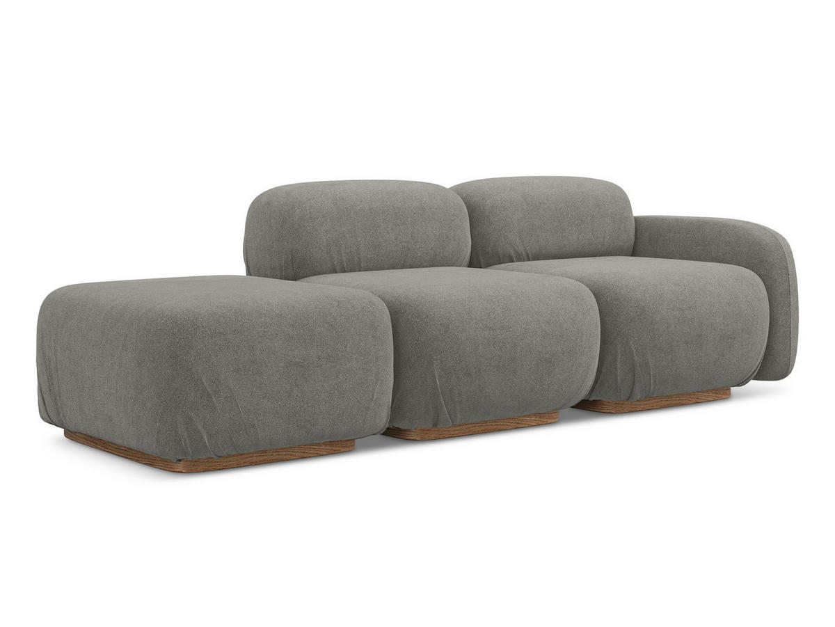 3-SITZER SOFA Links Bouclé Stoff Beige - Greige/Beige, Holz/Textil (258/73/95cm) - Makamii