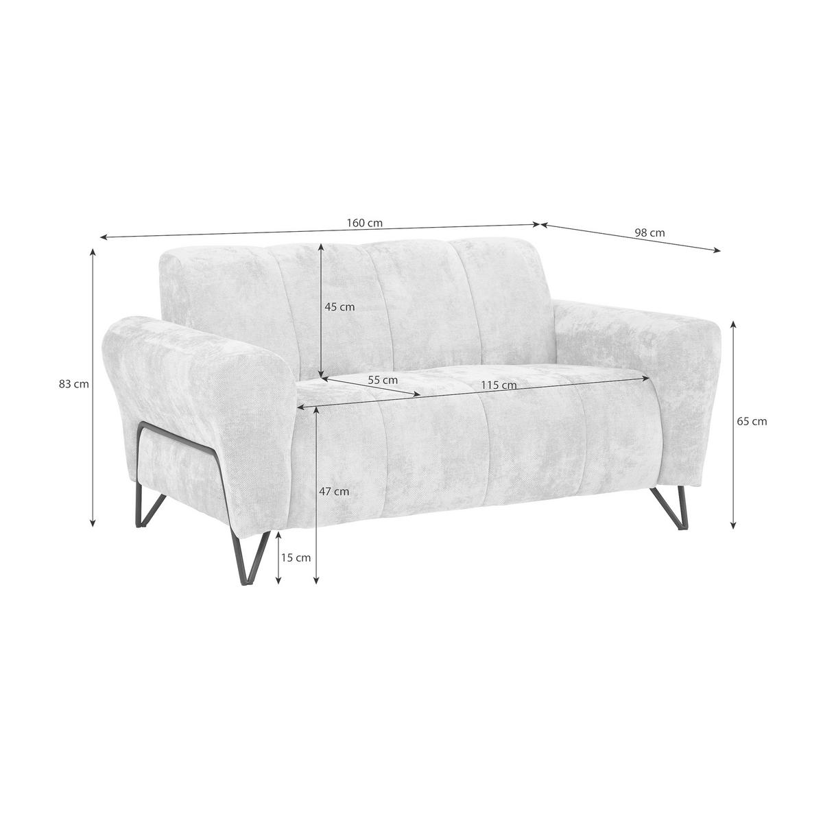 2-SITZER SOFA Volare ohne Schlaffunktion Hellbraun - Hellbraun/Schwarz, Textil/Metall (160/83/98cm) - Beautysofa