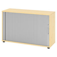 ROLLLADENSCHRANK - 2 Ordnerhöhen 40/120/74,8 cm in Ahornfarben/Silberfarben Bügelgriff (Metall) - Silberfarben/Ahornfarben, Holzwerkstoff (120/74.8/40cm) - bümö