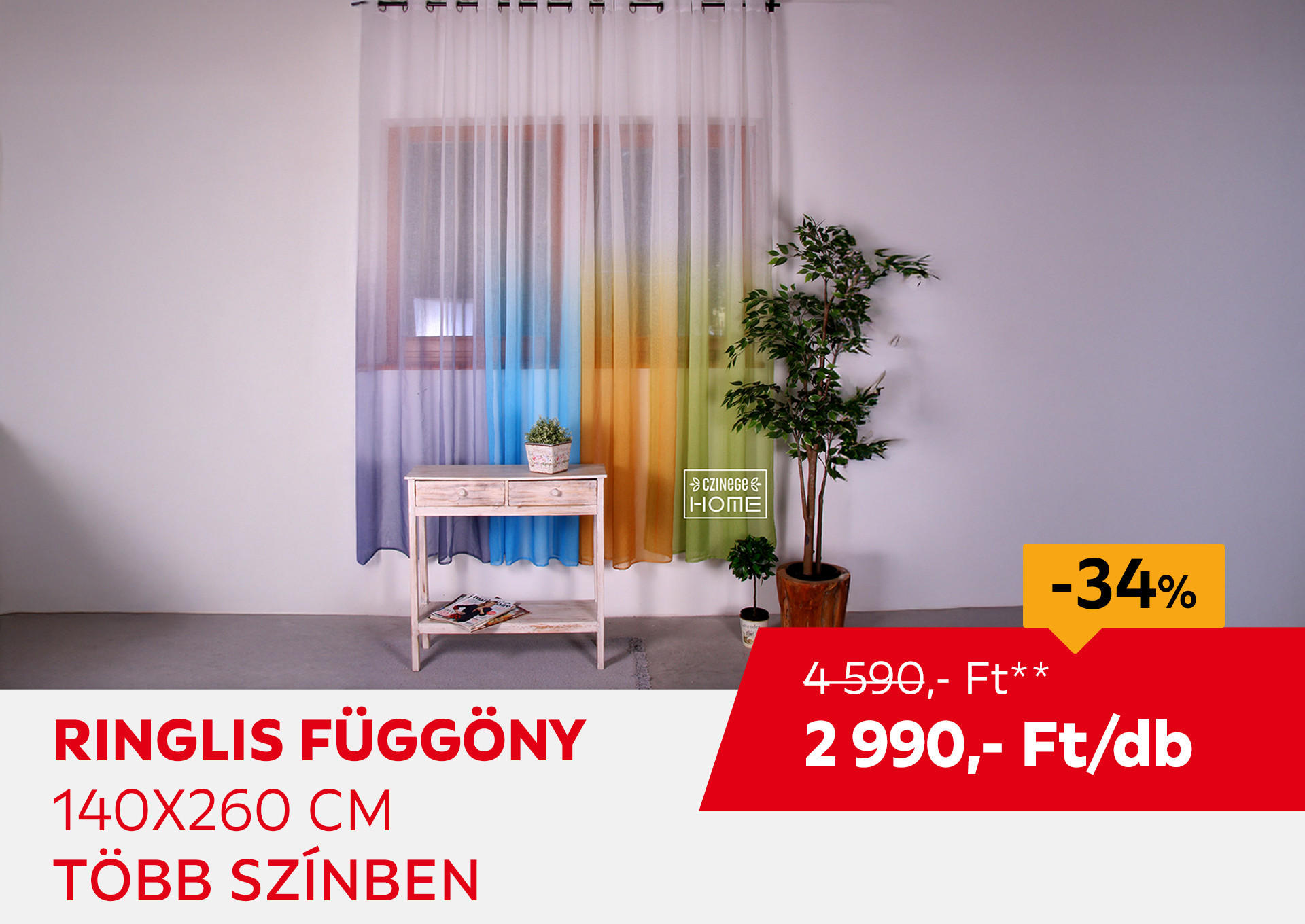 RINGLIS FÜGGÖNY "COLOR" 140X260 CM Kiemelt termék 4590Ft.- helyett 2990Ft.-