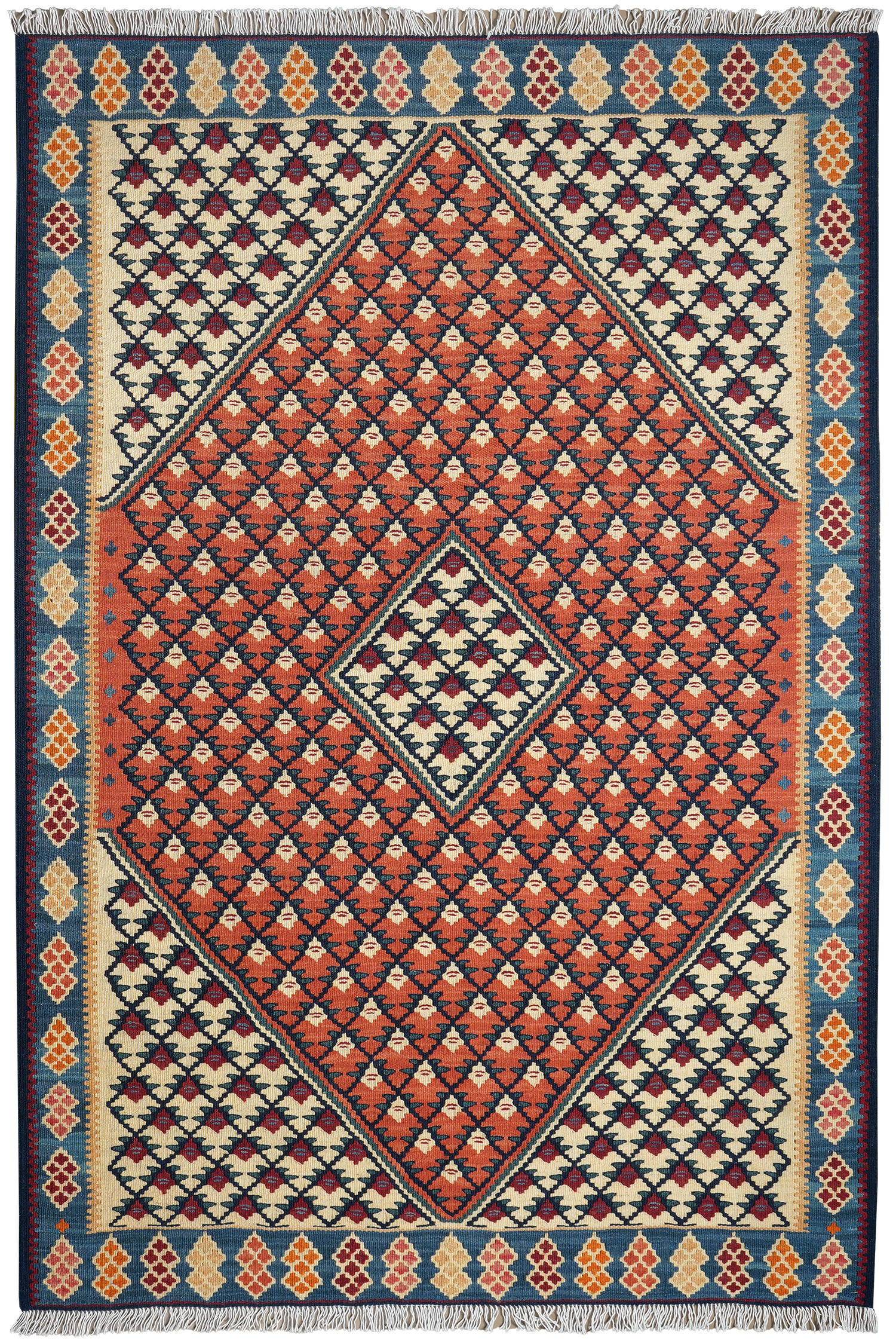 HANDWEBTEPPICH Kelim Senneh Rot 156/105 cm Schurwolle - Rot, Textil (105/156cm) - Looma