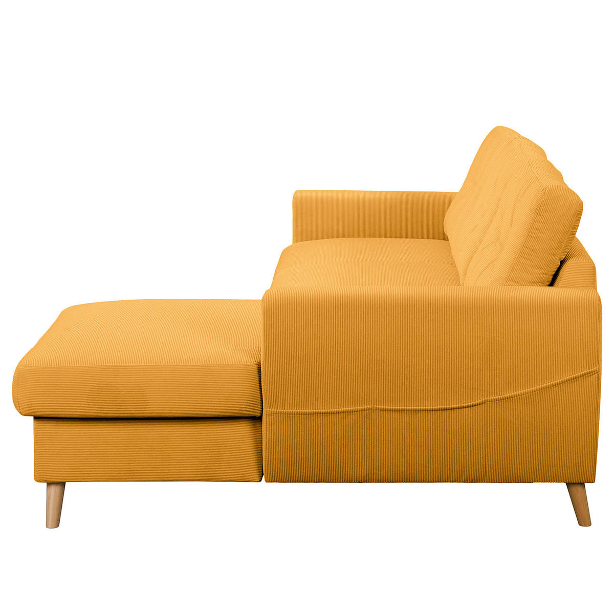 ECKSOFA mit Longchair - Gelb/Braun, Holz/Textil (223/148cm) - home24