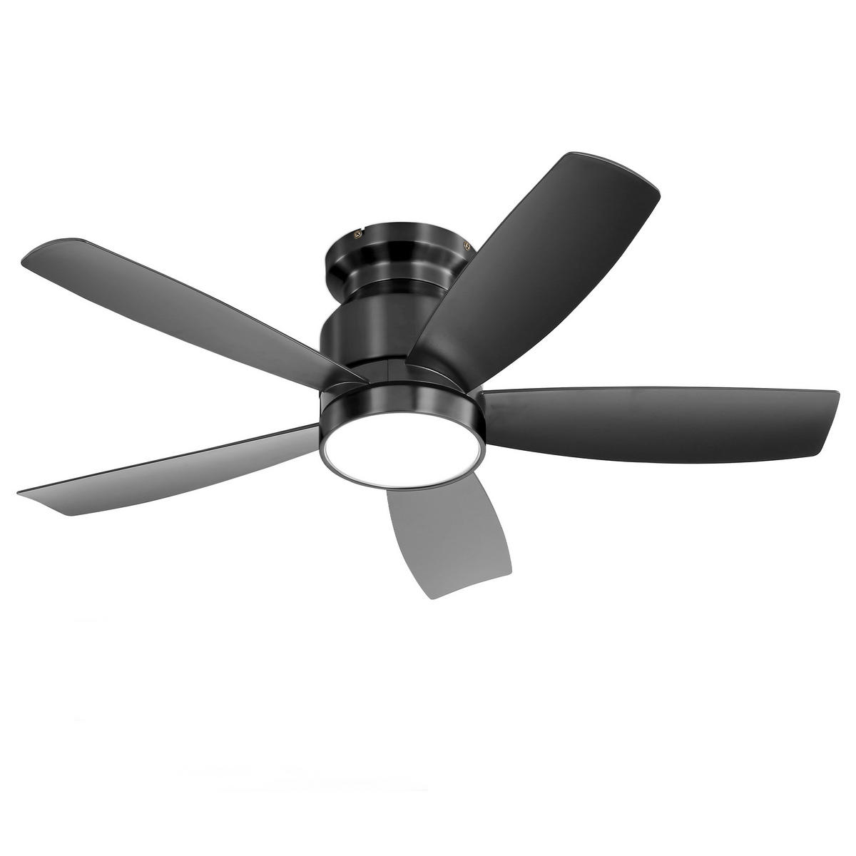 DECKENLEUCHTE mit Ventilator 106cm, mit 18W LED, Fernbedienung, 5 ABS-Flügeln - Schwarz, Kunststoff (106.68/106.68/36.3cm) - Kaket