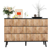 SIDEBOARD 120/40/85 cm in Schwarz/Natur mit 6 Schubladen und Metallgestell - Naturfarben, Holzwerkstoff (40/85/120cm) - Flora Grace