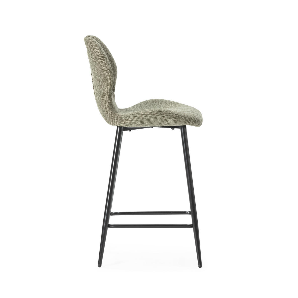 BARHOCKER (Set aus 2) aus Stoff mit schwarzen Metallbeinen - muli 48/51/65 cm - Grün, Textil (51/65/48cm) - Calicosy