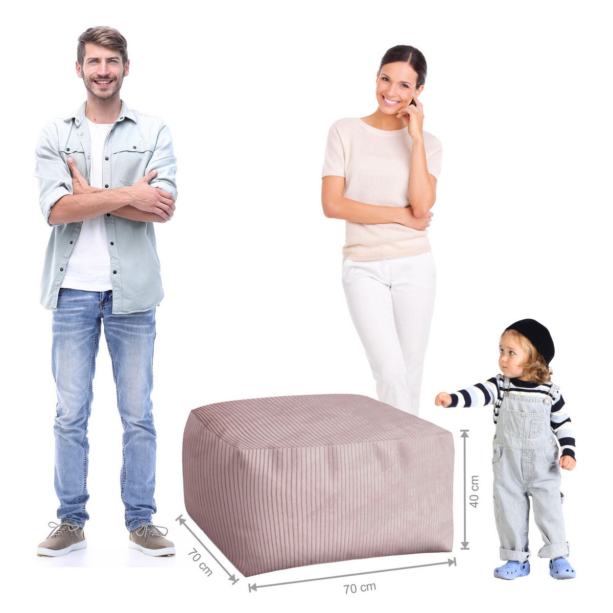 SITZSACK COMFORT Silver Pink - Pink, Textil (70/40/70cm) - Dreamroots