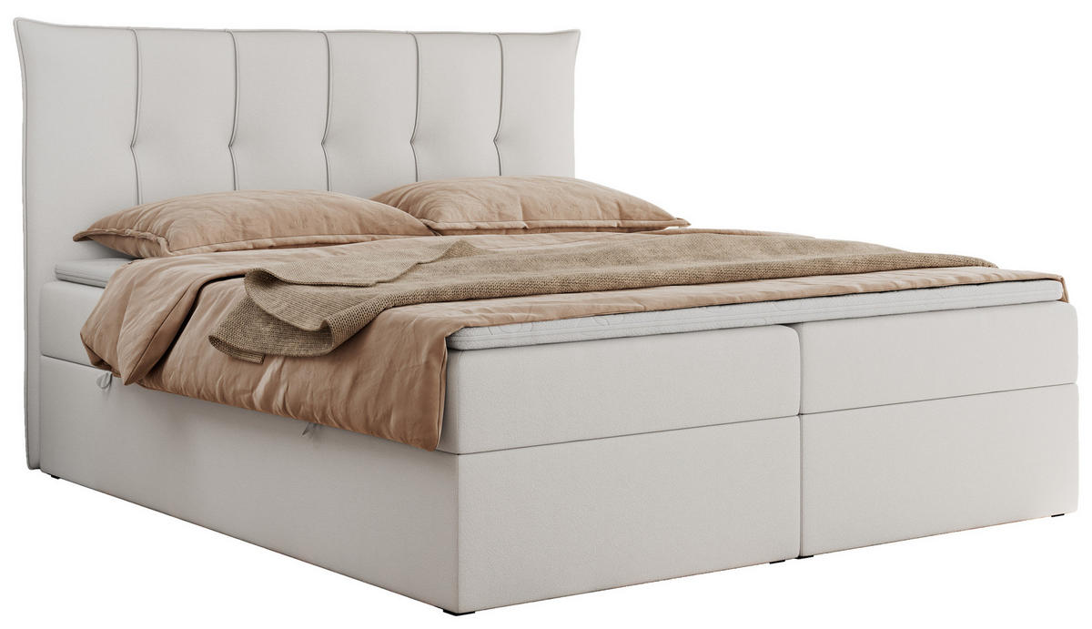 BOXBETT PREMIUM 10 160/200 Weiß Kunstleder - H3 - Weiß, Holz/Textil (160/200cm) - MKS