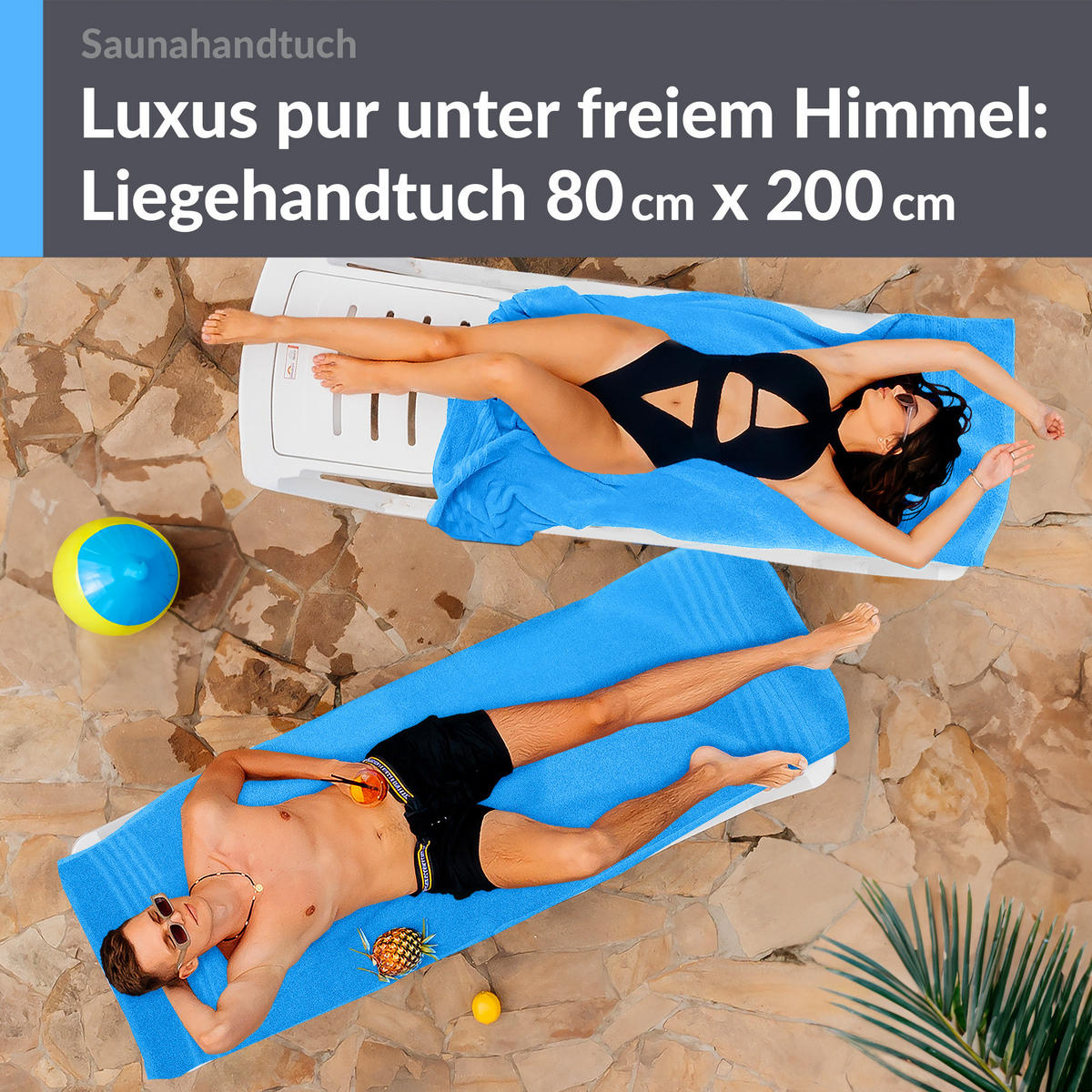 SAUNATUCH 80x200 cm 2er Set London Capri Blau - Pastellblau, Textil (80/200cm) - Lashuma
