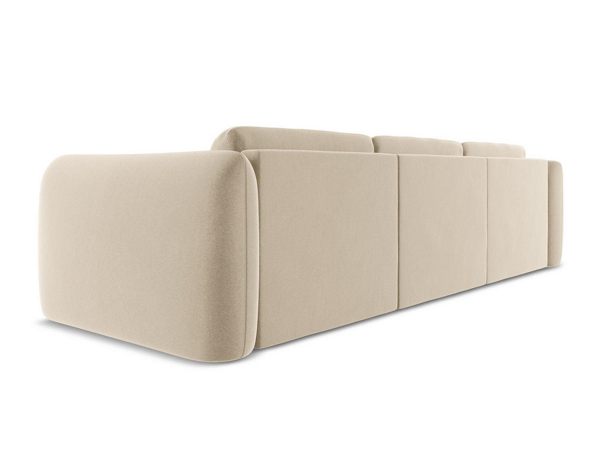 ECKSOFA Links Samt Stoff Beige - Beige/Creme, Kunststoff/Textil (170/290cm) - Makamii