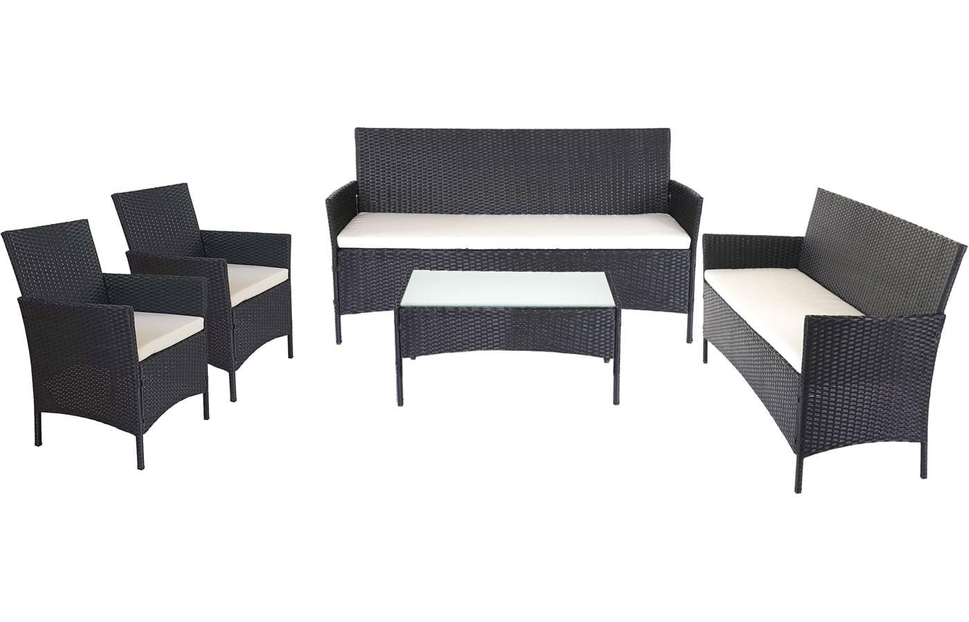 LOUNGE-SET Gartengarnitur Anthrazit Kissen Creme - Anthrazit, Metall - PROREGAL
