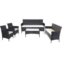 LOUNGE-SET Gartengarnitur Anthrazit Kissen Creme - Anthrazit, Metall - PROREGAL
