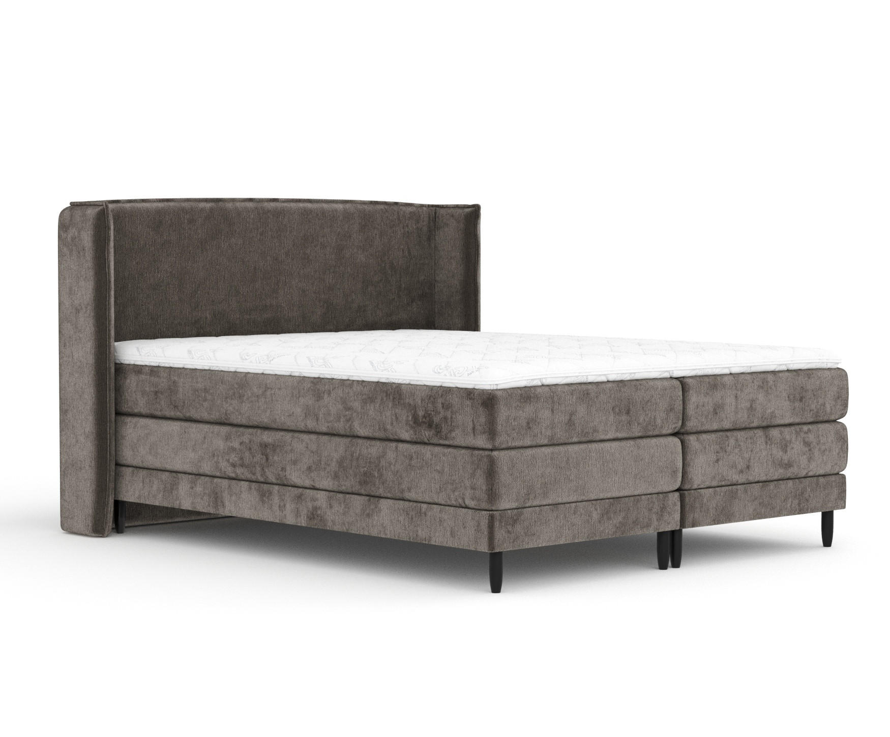 BOXSPRINGBETT Carizzo Dunkeblraun 200/200 cm mit Matratze und Topper - Dunkelbraun/Schwarz, Holz/Holzwerkstoff (200/200cm) - Maison de Reve
