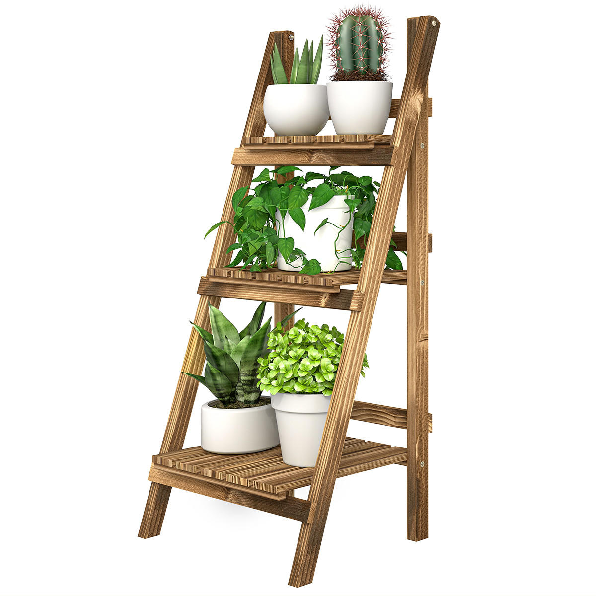 PFLANZENSTÄNDER DE-05319 3 Etagen, klappbar, Holz Dunkelbraun - Braun, Holz (40/37/93cm) - ComfortXL