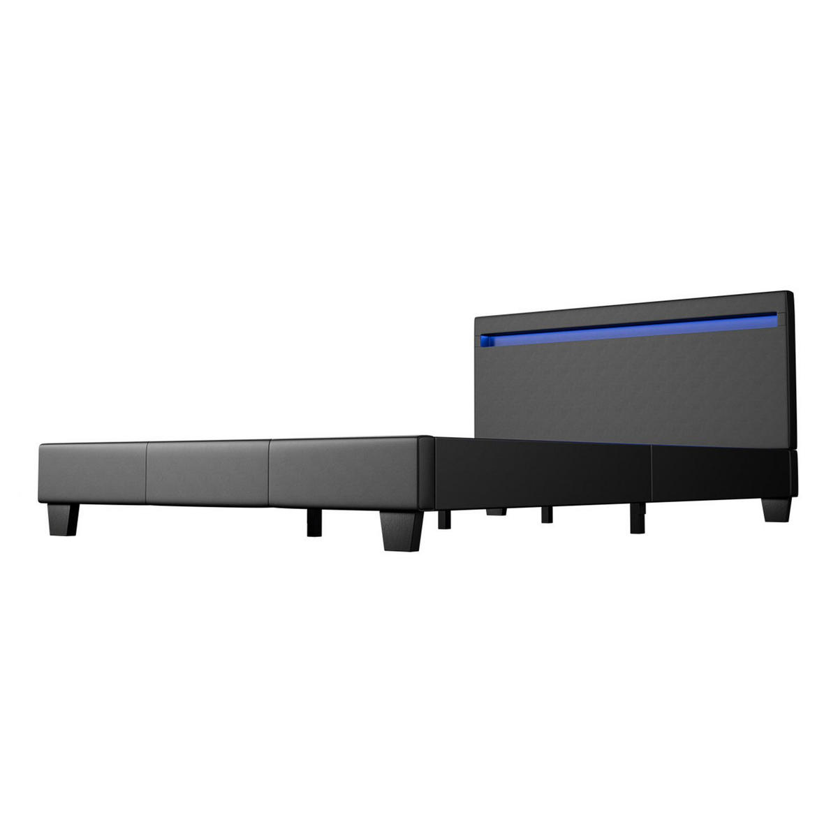 POLSTERBETT Verona mit LED schwarz 120x200cm - Schwarz, Holzwerkstoff (120/200cm) - Juskys