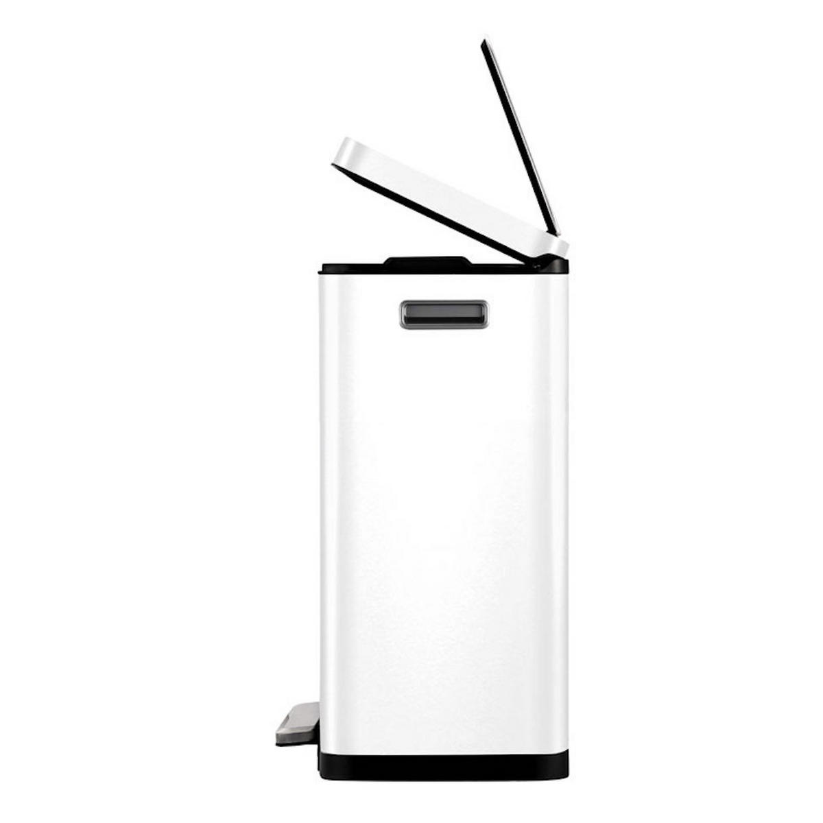 MÜLLEIMER Stilvoller Rechteckiger Mit Extra Breitem Pedal & Gedämpften Stay Open Deckel 65,2 x 43,3 x 33,4 cm 45 Liter Weiß - Weiß, Metall (43.3/65.2/33.4cm) - PROREGAL