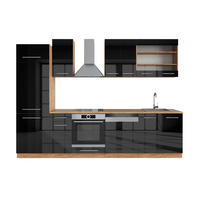 KUCHYNSKÝ KÚT Fame-Line Antracit vysoký lesk/dub Goldkraft 300 cm , AP Oak - dub medový/čierna s vysokým leskom, kompozitné drevo (300/206.8/60cm) - Vicco