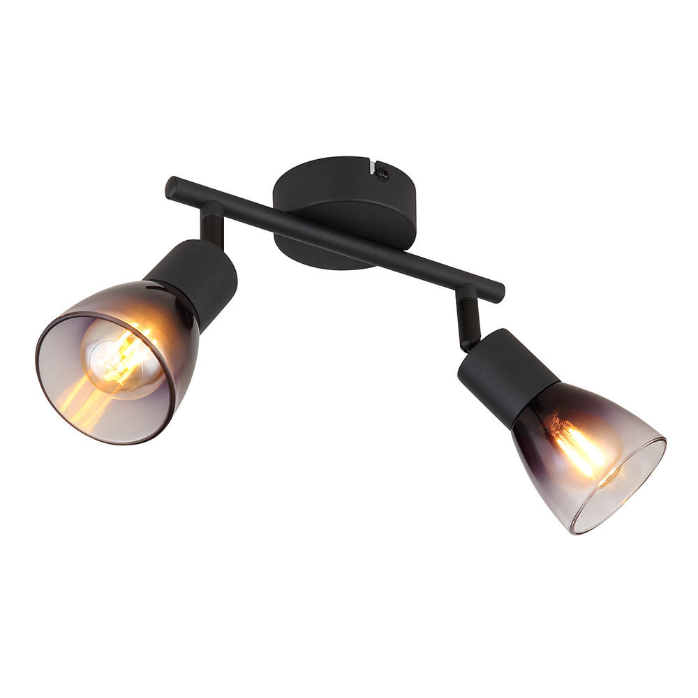 DECKENLEUCHTE Metall Schwarz-matt Rauchglas - Schwarz, Glas (22/8/18.5cm) - Globo Lighting