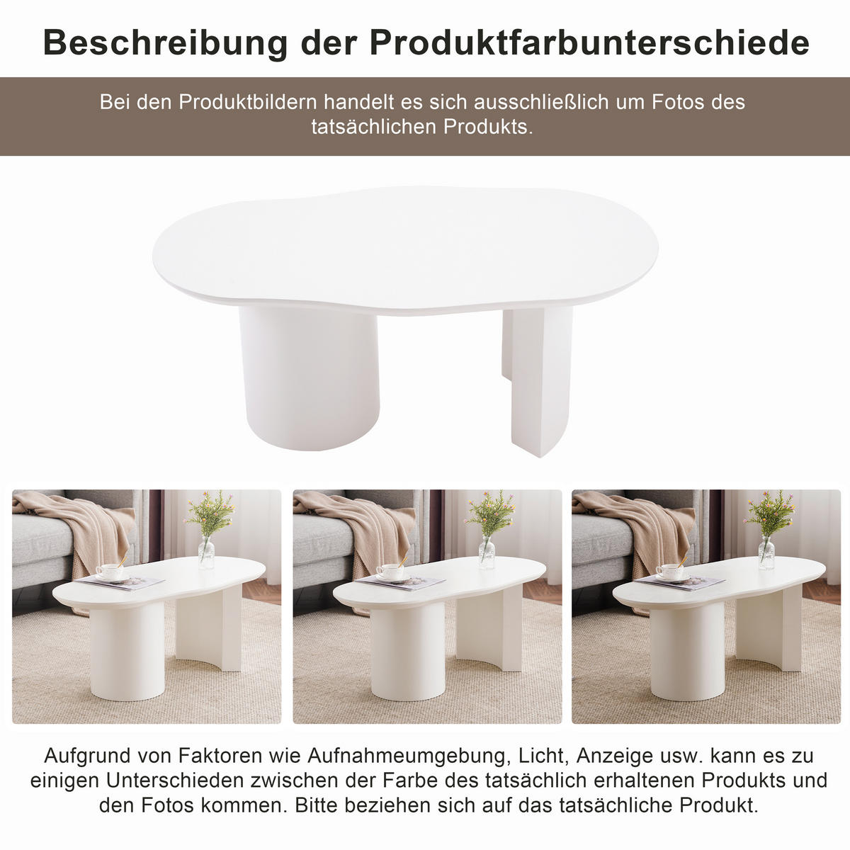 COUCHTISCH 100/50/40.5 cm weiß unregelmäßig mit seidig lackierter Oberfläche - Weiß, Holzwerkstoff (100/50/40.5cm) - OKWISH