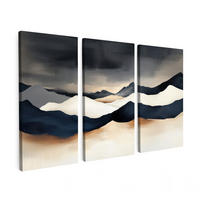 OBRAZ NA PLÁTNĚ 3dílná sada Krajina - abstraktní - moderní 60x40 cm - tmavě modrá, textil (60/40cm) - MuchoWow
