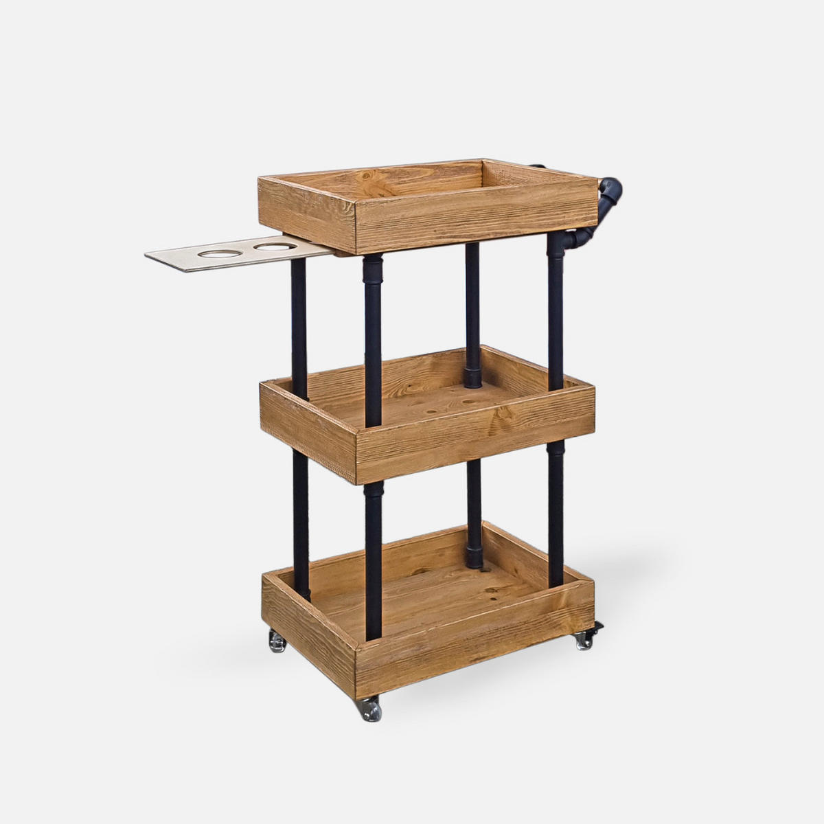 FRISEURWAGEN auf Massivholzrädern - Eichefarben, Holz (50/90/35cm) - Rawood Furniture