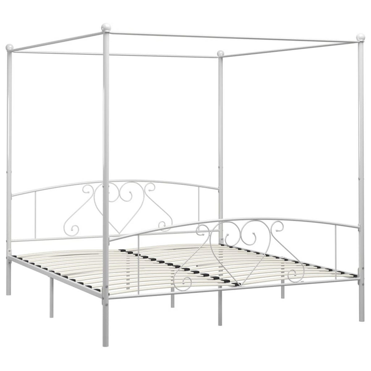HIMMELBETT-GESTELL 180/200 Cm Metall Weiss - Weiß, Metall (180/200cm) - vidaXL