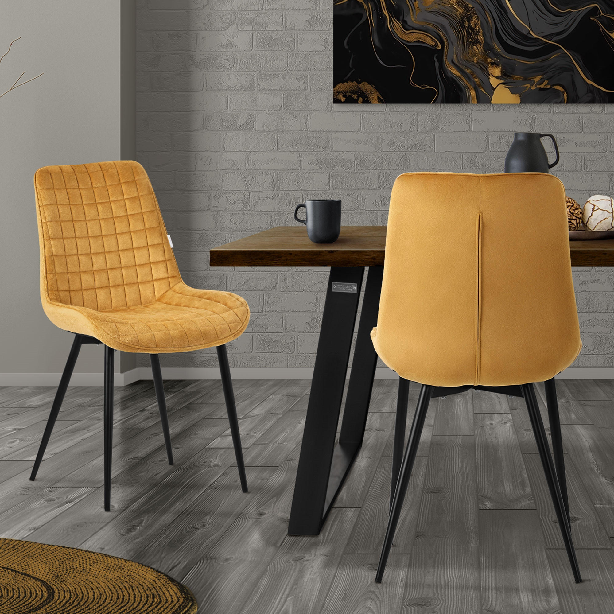 ESSZIMMERSTUHL Senf 2er Set - Dunkelgelb, Metall (52/89/60cm) - ML-DESIGN