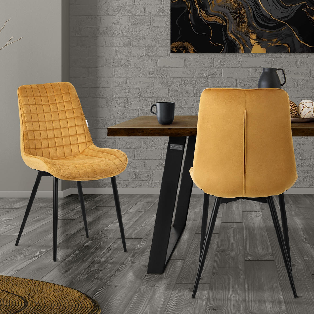 ESSZIMMERSTUHL Senf 2er Set - Dunkelgelb, Metall (52/89/60cm) - ML-DESIGN
