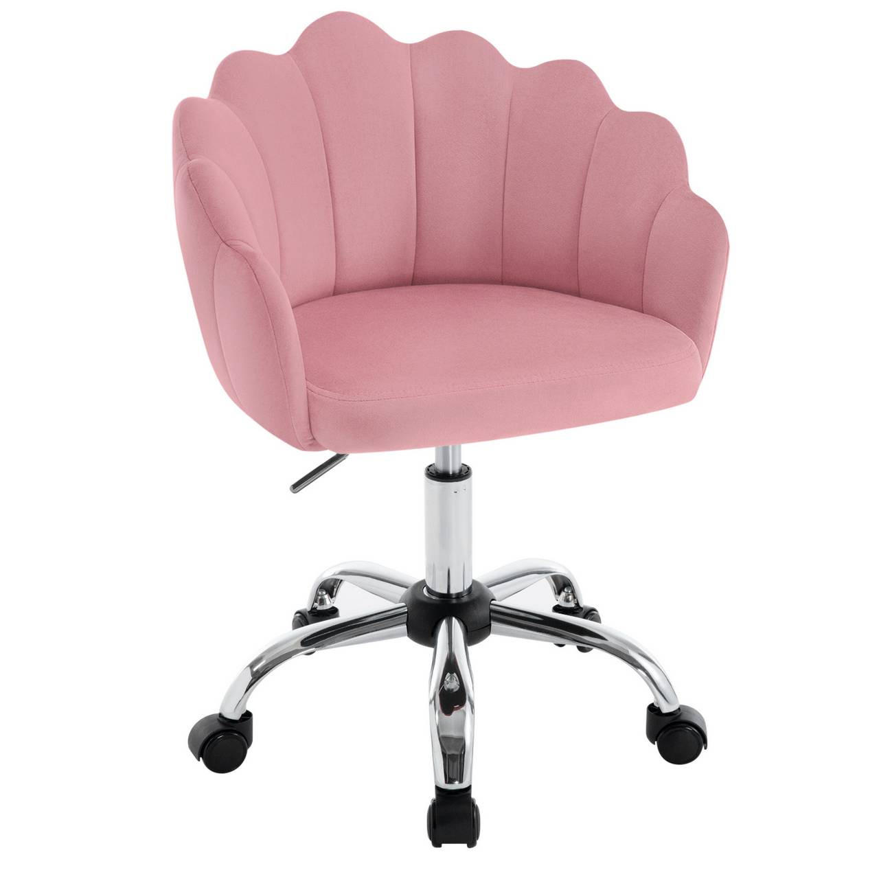 DREHSTUHL Samt Stoff, Metallrahmen, Rosa - Schwarz/Rosa, Textil/Metall (55/72/50cm) - Woltu
