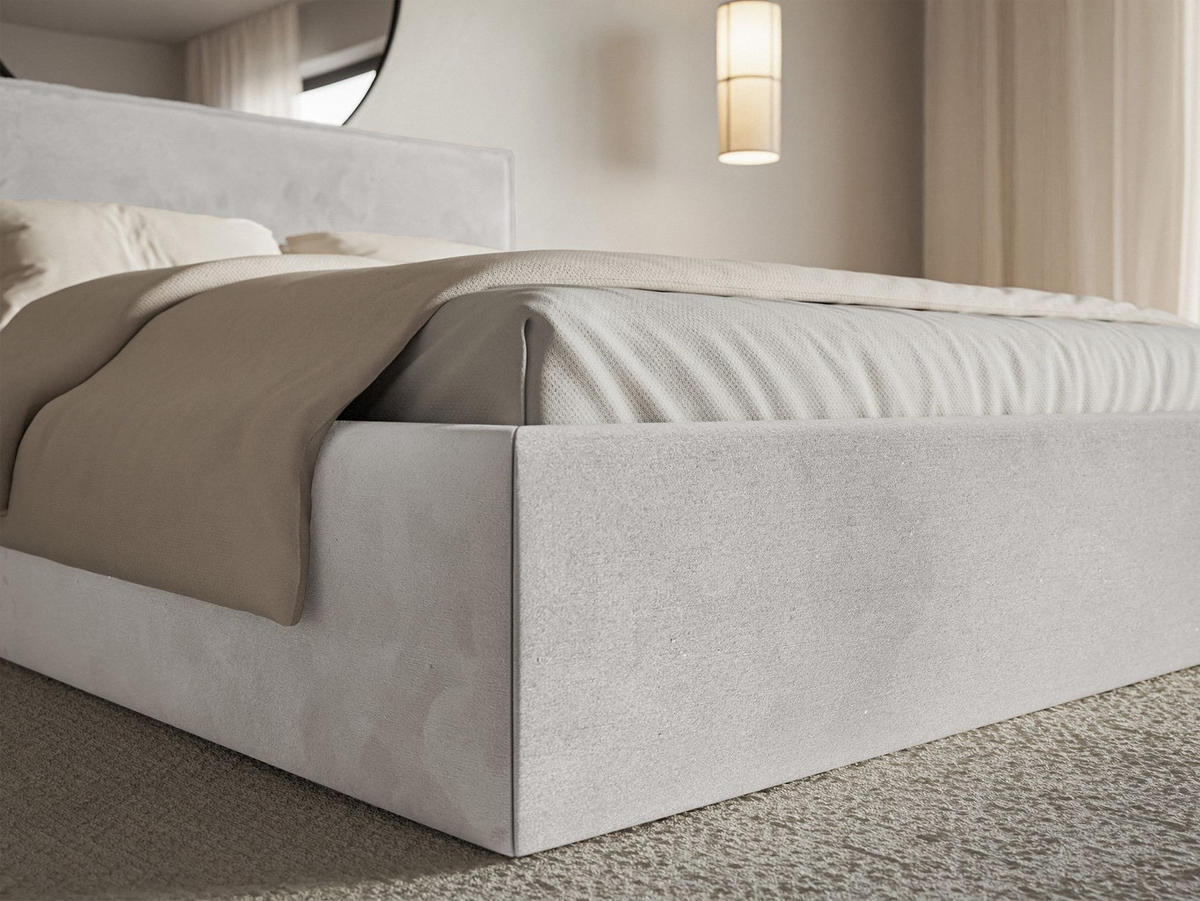 POLSTERBETT Softie Slim Hellgrau Velours 180x200 - Hellgrau, Textil (180/200cm) - Selsey