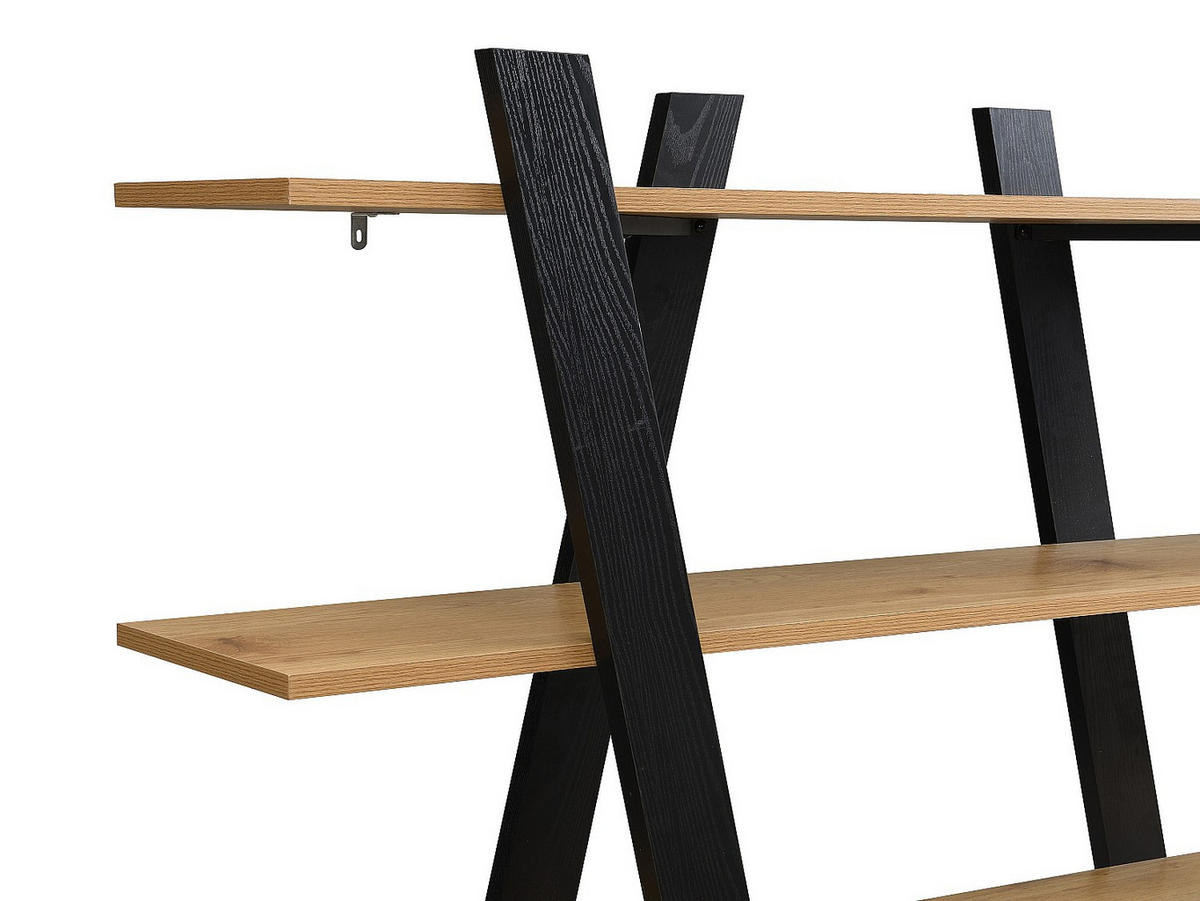 REGAL - 156 cm x 35 cm - holz - schwarz, naturfarben hell Tuzla - Schwarz/Naturfarben, Holz (156/160/35cm) - Vente-Unique