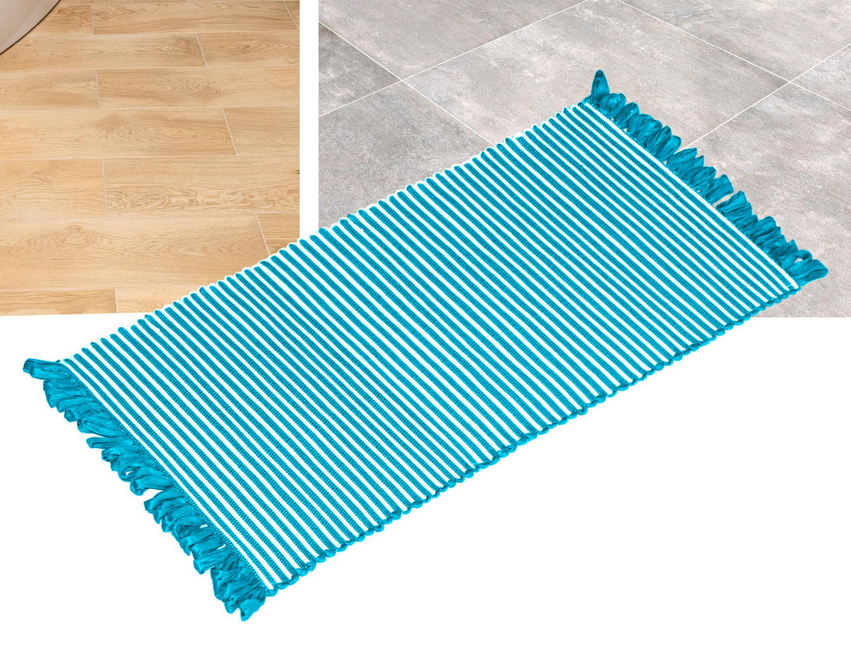 HANDGEWEBTER Läufer 60x120 cm Pazifik - Türkis, Naturmaterialien/Textil (60/120cm) - Lashuma