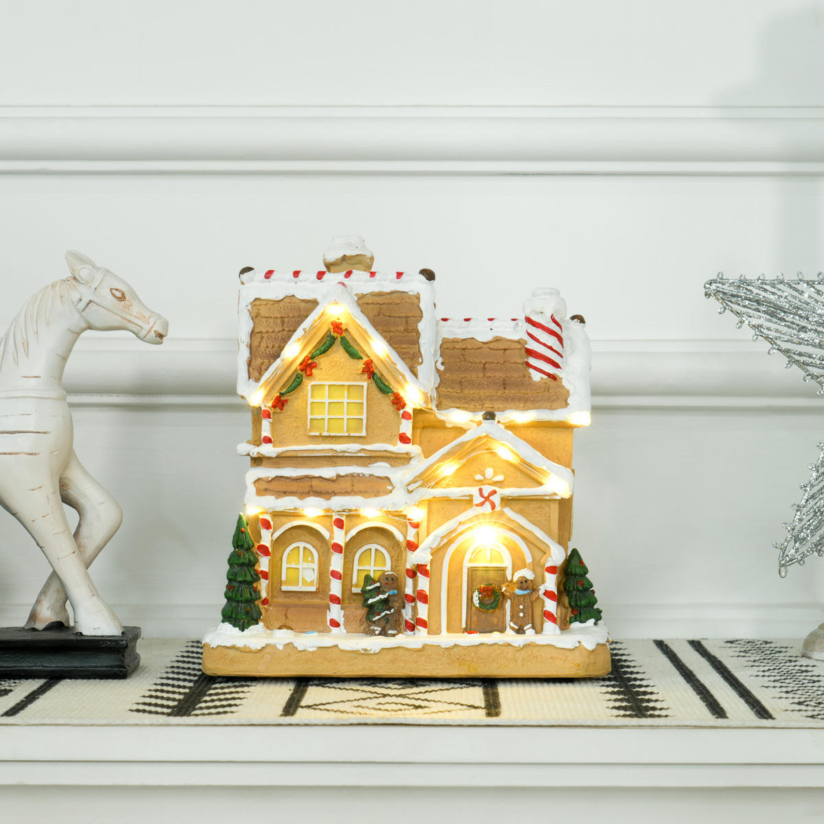 WEIHNACHTSDORF Resin Braun - Braun, Kunststoff (12.5/22.5/21.5cm) - HOMCOM
