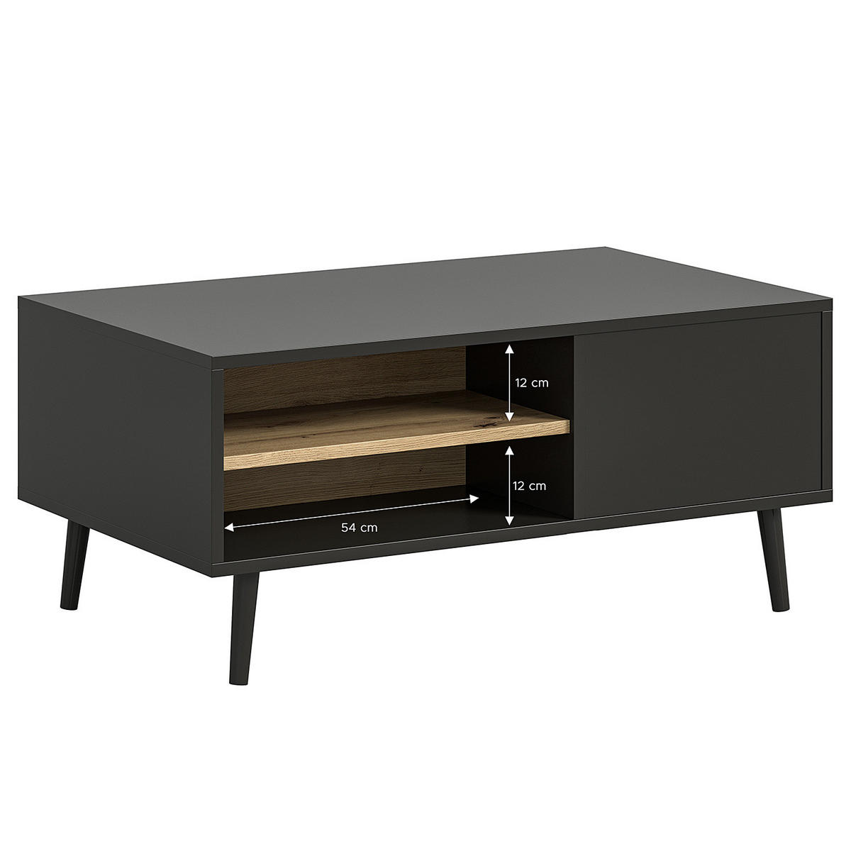 COUCHTISCH - Schwarz / Eiche Artisan Dekor - Eichefarben/Schwarz, Holzwerkstoff (55/90/45cm) - home24