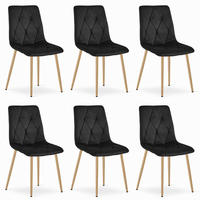 STUHL BOSA 6-er Set, Schwarz, Metallbeine in Holzfarbe - Beige, Textil/Metall (58/87/57cm) - Komodee