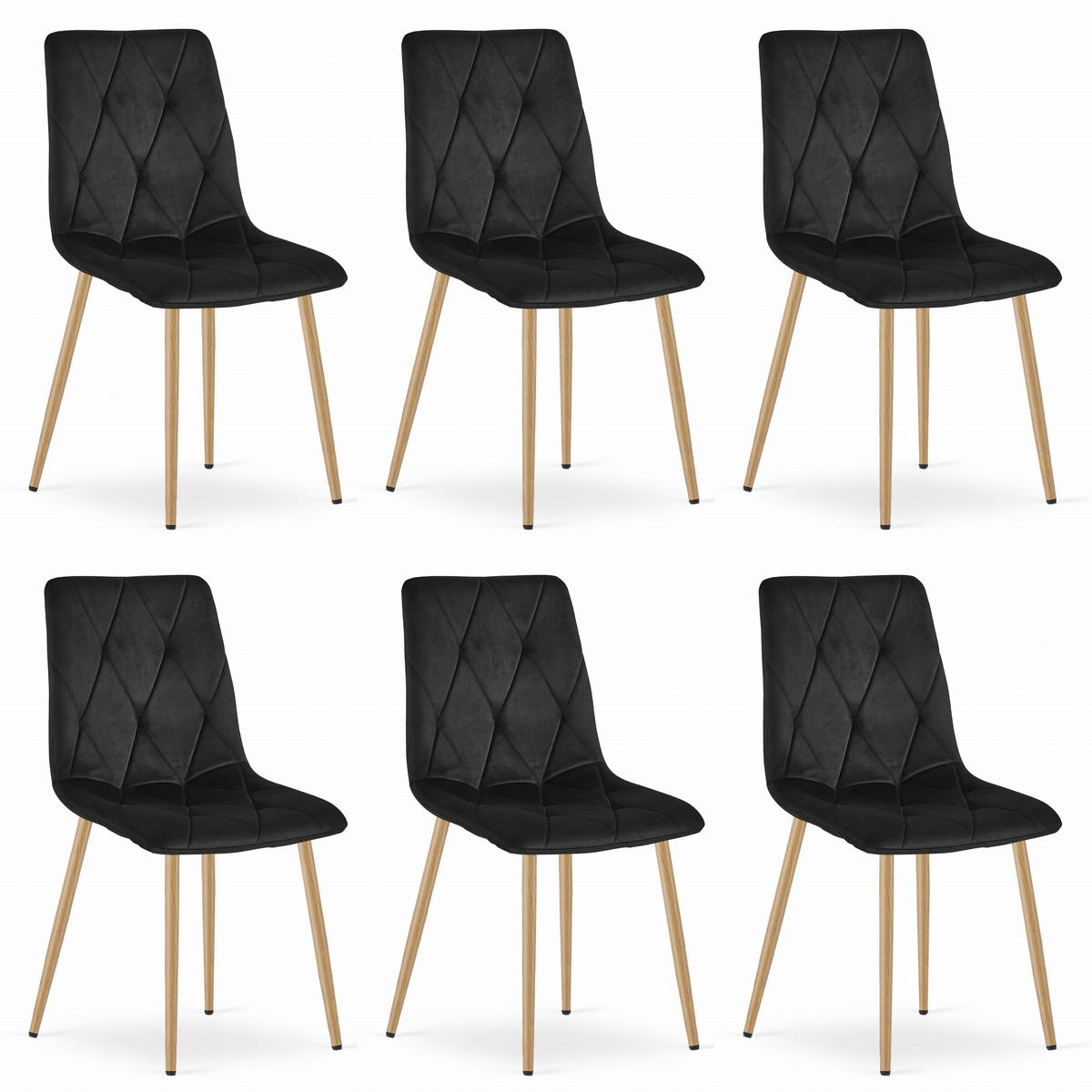 STUHL BOSA 6-er Set, Schwarz, Metallbeine in Holzfarbe - Beige, Textil/Metall (58/87/57cm) - Komodee