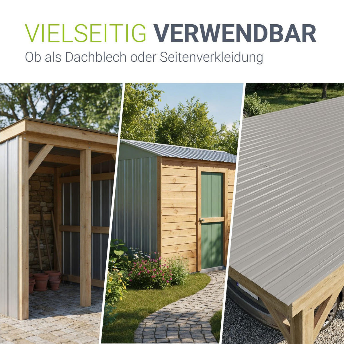 PROFILBLECH Grau 110x45 cm 14er-Set - Grau, Metall (45/110cm) - Juskys