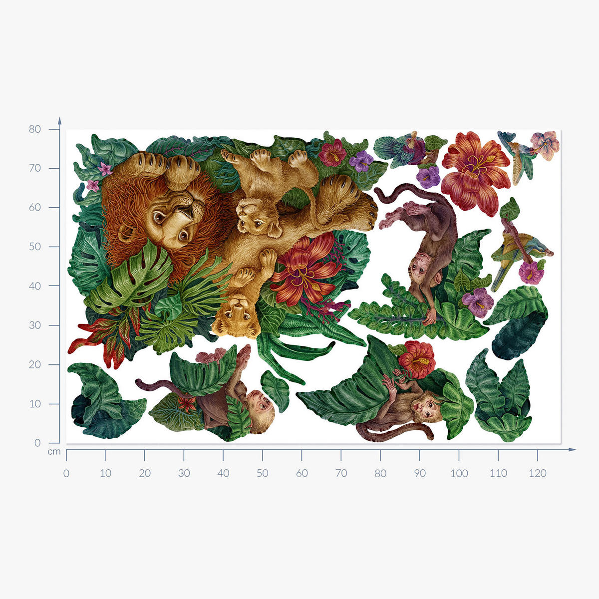 WANDAUFKLEBER 80x126cm - Tropischer Dschungel - Multicolor, Kunststoff (80/126/0.1cm) - Wallfluent