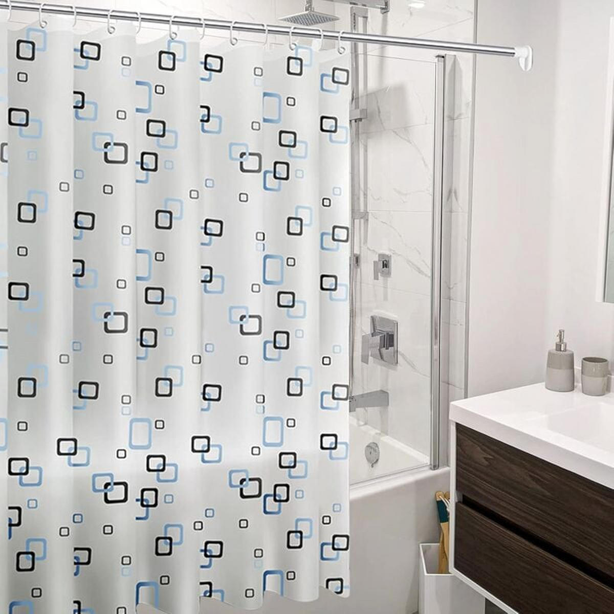 DUSCHVORHANG Einlage schimmelresistent antibakteriell mit Haken und Schlaufen - Multicolor, Textil (200/200cm) - MCBOSON