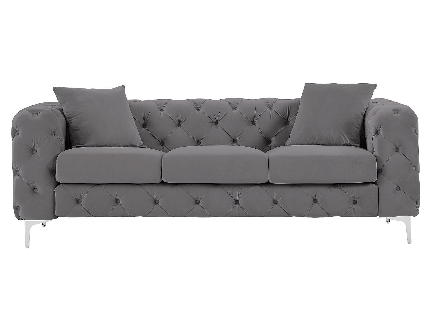 SOFA ohne Schlafmöglichkeit - 3 Personen - Samt, Stoff - Anthrazitgrau - - Anthrazit, Textil (220/76/91cm) - Vente-Unique