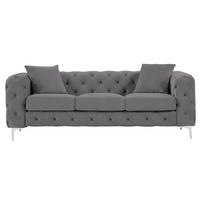 SOFA ohne Schlafmöglichkeit - 3 Personen - Samt, Stoff - Anthrazitgrau - - Anthrazit, Textil (220/76/91cm) - Vente-Unique