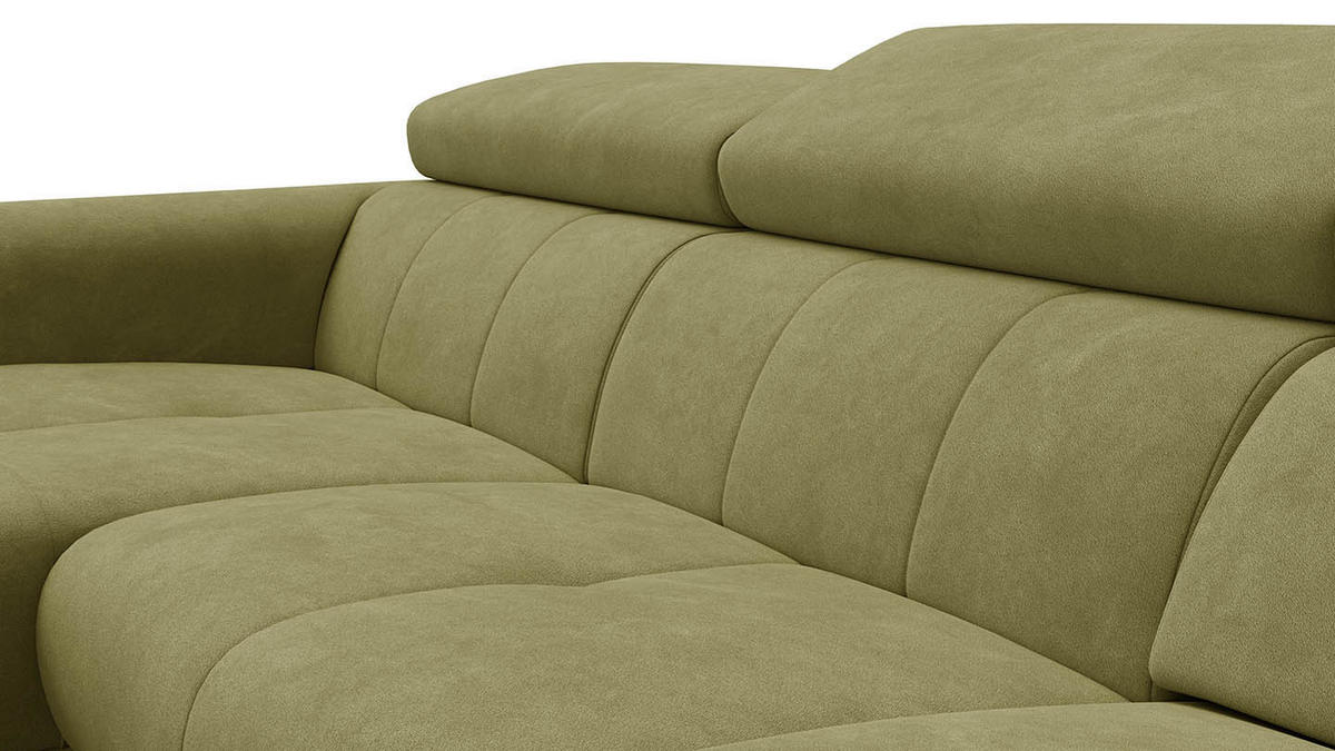 ECKSOFA RODEN 4-Sitzer mit Relax, olive, Veloursstoff - Grün, Holz/Textil (268/92cm) - Wozimo