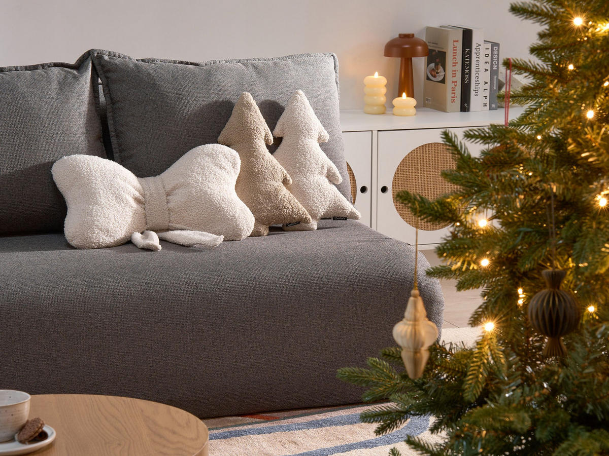 DEKOKISSEN 3er-Set Hellbeige 30/35 cm Winterland - Beige, Textil (30/35cm) - Beliani