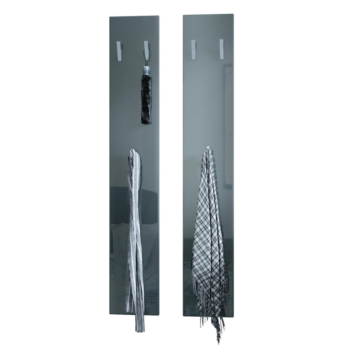 GARDEROBENPANEEL Wandpaneel Grau Hochglanz - Grau, Holzwerkstoff (24/140/2cm) - Vladon