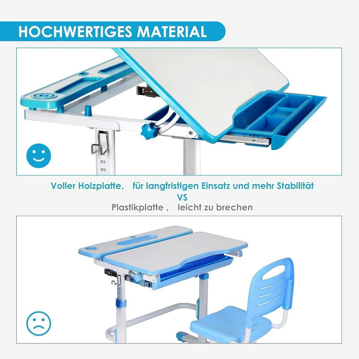 KINDERSCHREIBTISCH-SET höhenverstellbar mit Lampe und Stuhl - Multicolor, Metall (49/76/66.4cm)