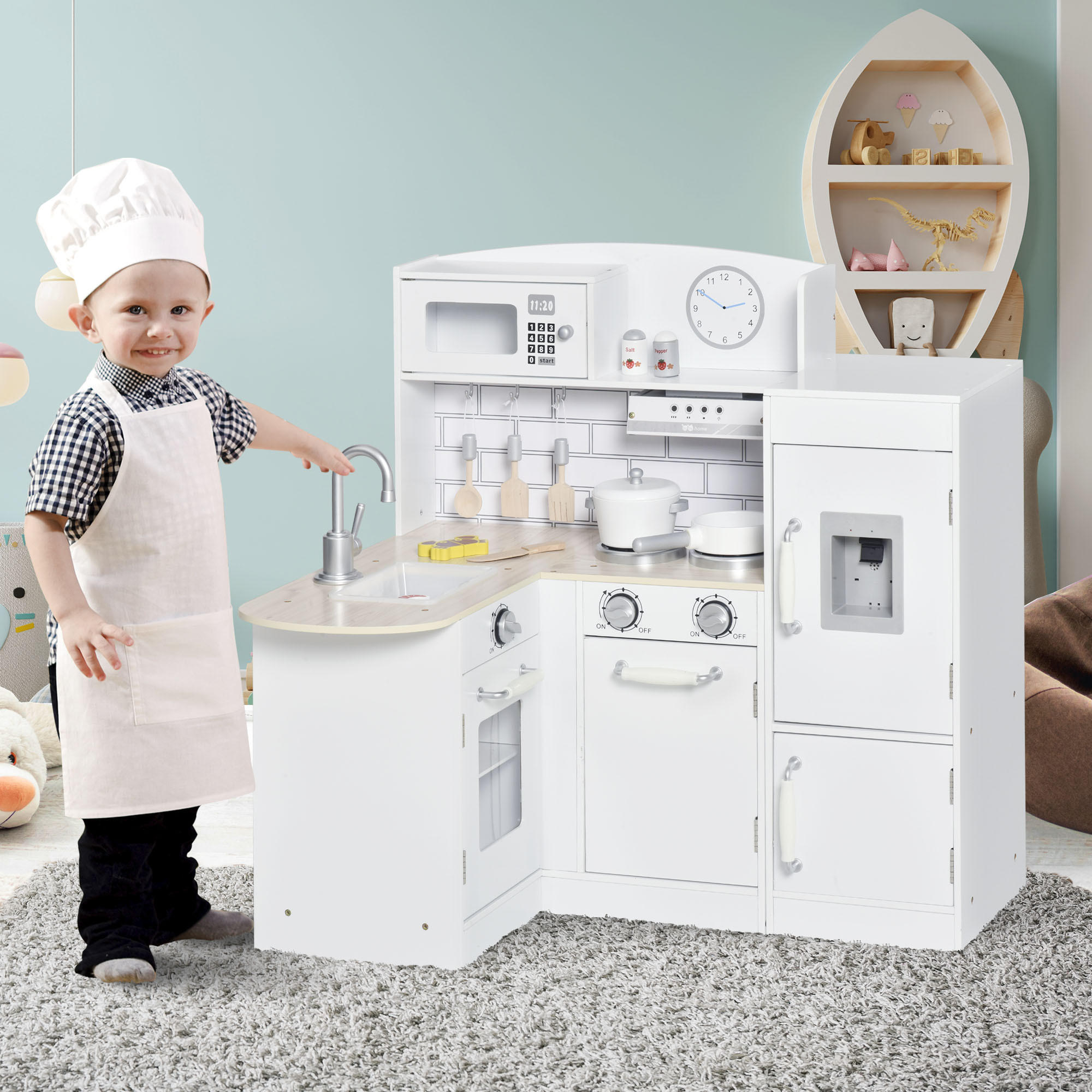 KINDERKÜCHE - Weiß, Holzwerkstoff (86/64/84.5cm) - HOMCOM