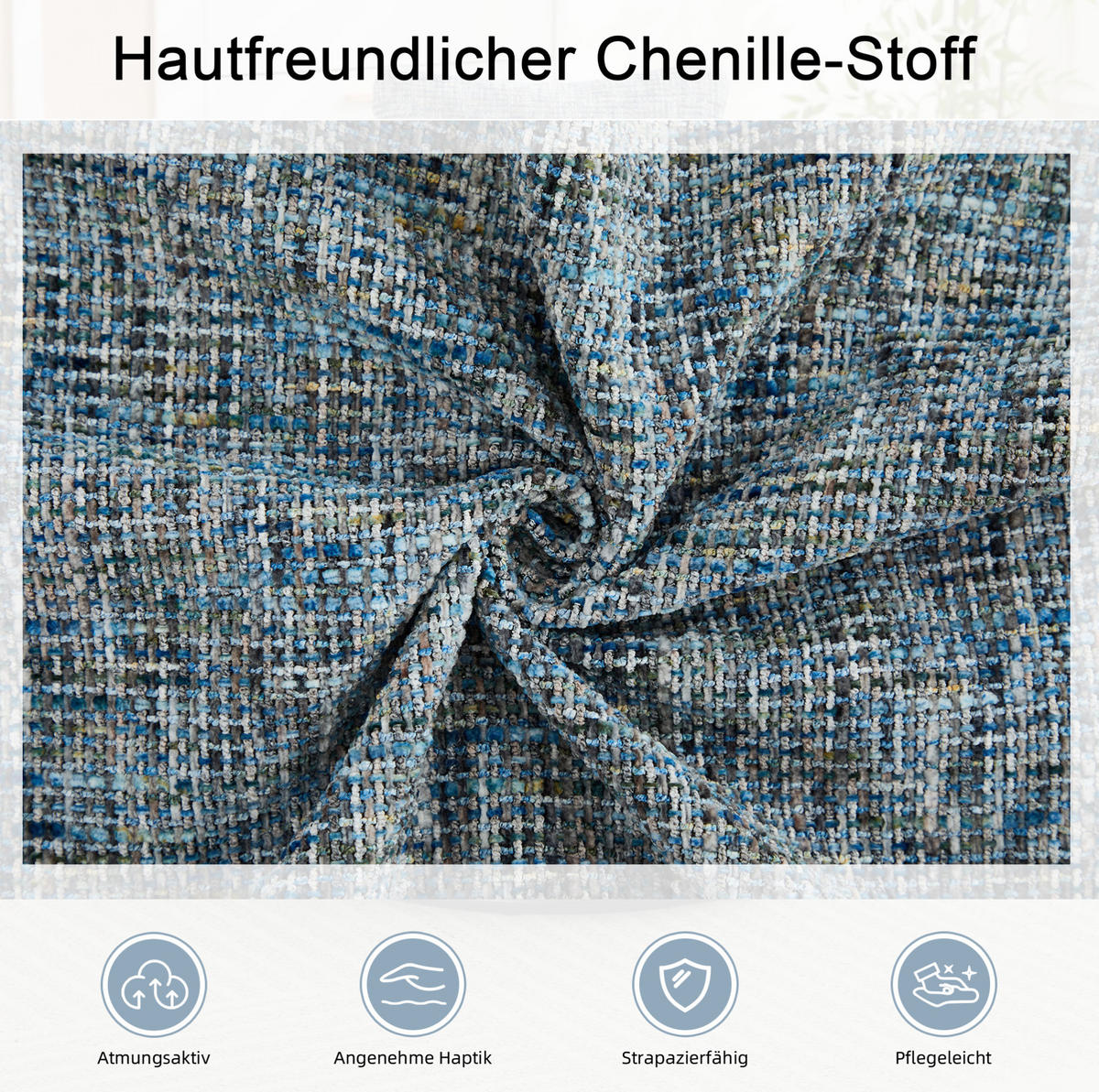 SESSEL Chenille mit verstecktem Stauraum 72/66.5/76 cm Blau - Blau, Textil (66.5/76/72cm) - Redom