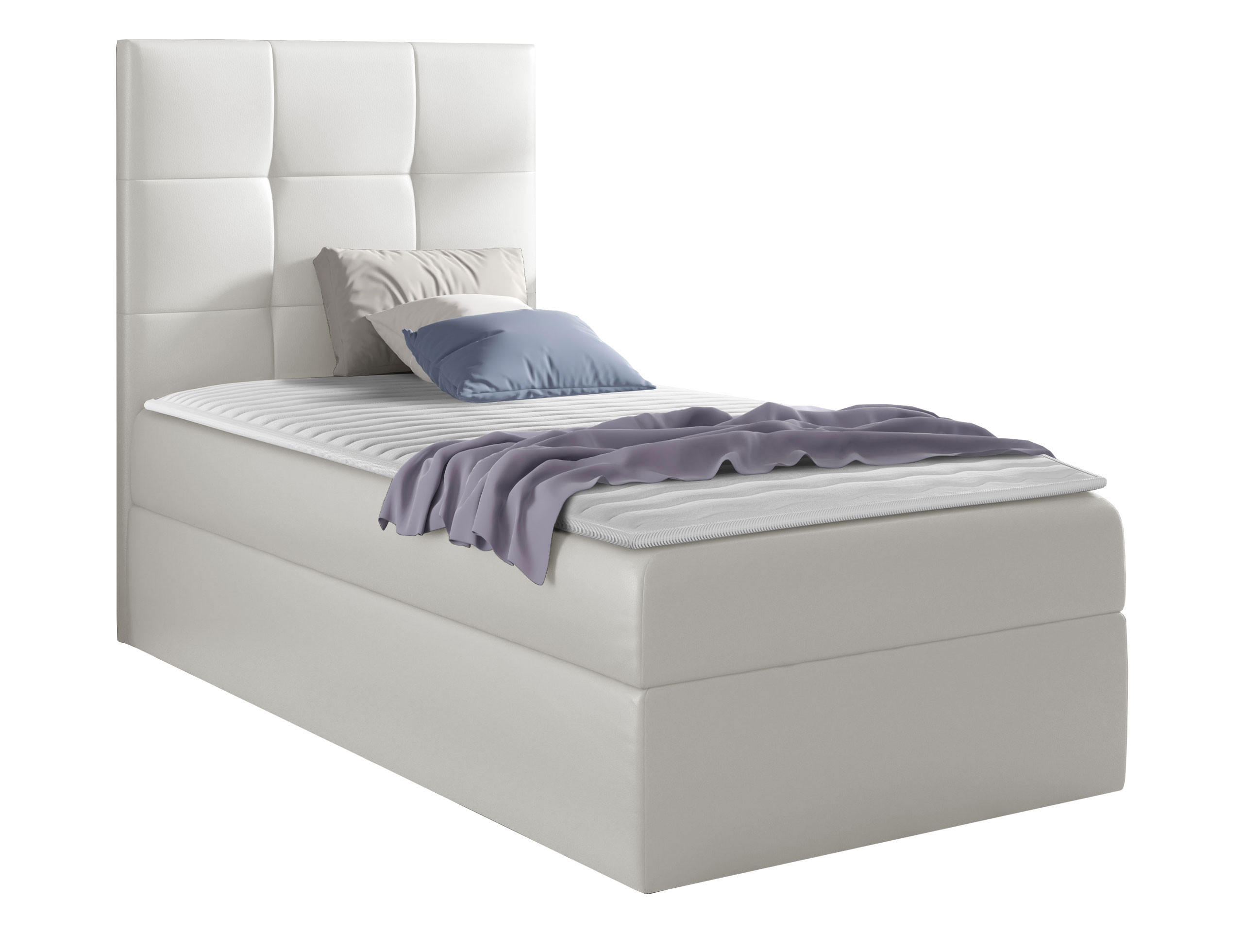 BOXBETT Mini 2, Seite zum Öffnen des Bettkastens: Links - Weiß, Holz (90/200cm) - MIRJAN24