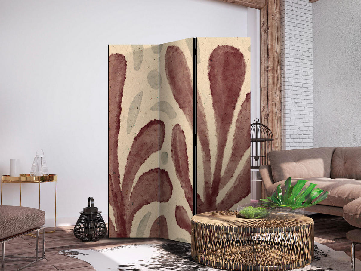 PARAVENT Akustik 3-tlg 135x172 cm abstrakte geometrische Formen - Braun, Holz/Textil (135/172/3cm) - Muralo