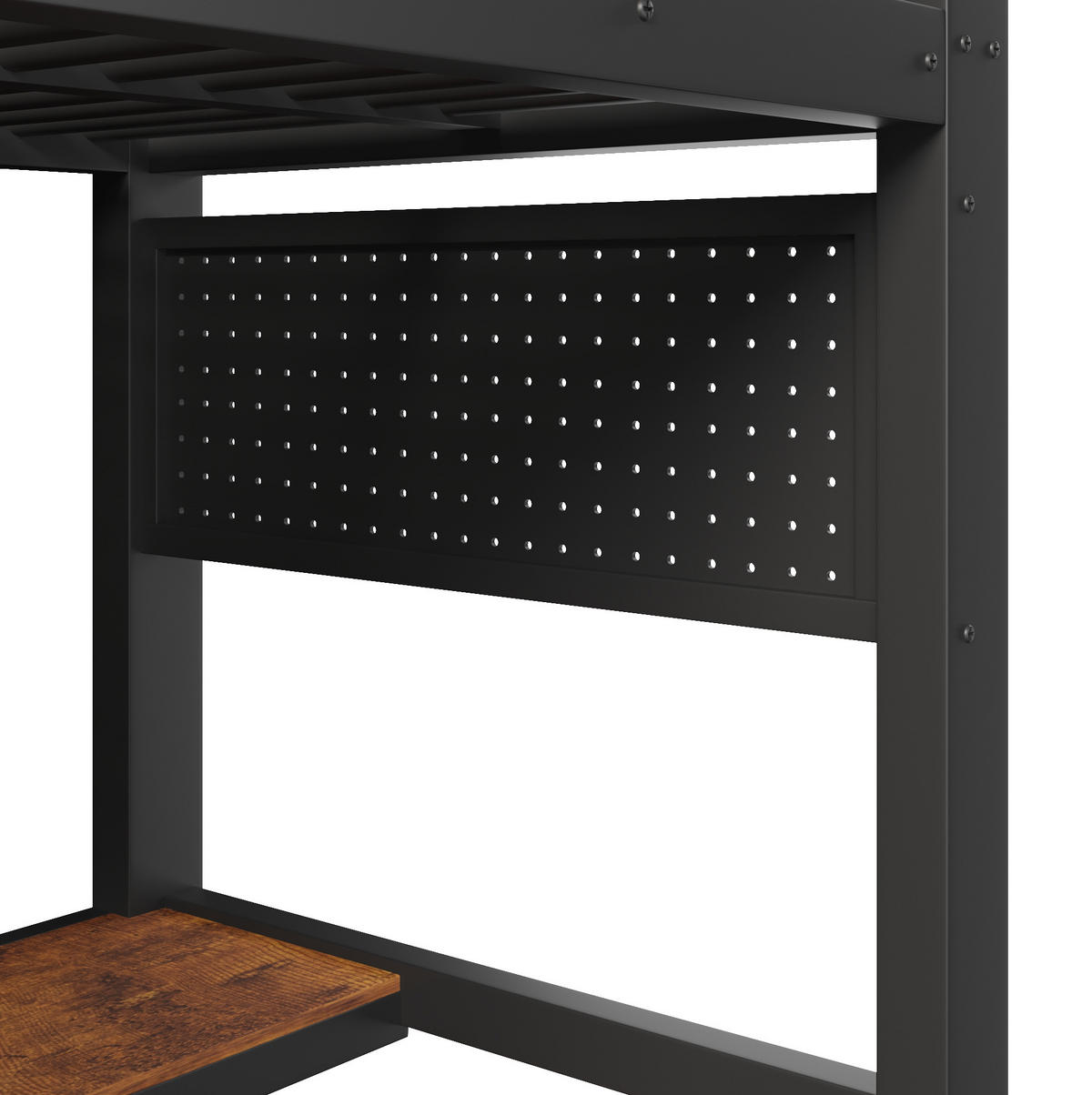 HOCHBETT 90/200 cm aus Metall mit LED und Stauraum, Schwarz - Schwarz, Metall (90/200cm) - OKMYHOME