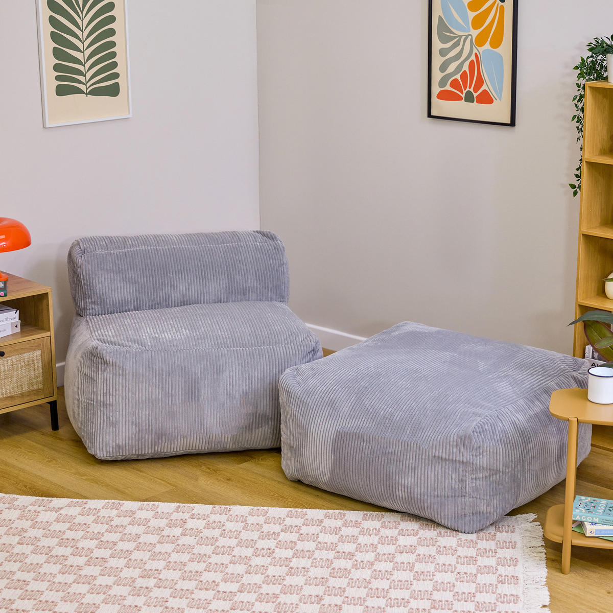 SITZSACK-SOFA 2-tlg.: Ecksessel, Fußstütze - Grau, Textil (500/46/95cm) - icon